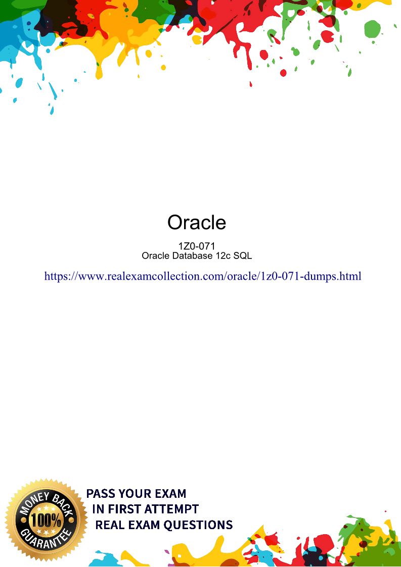 Valid Oracle 1Z0-071 Exam Dumps PDF - Updated 1Z0-071 Question Answers