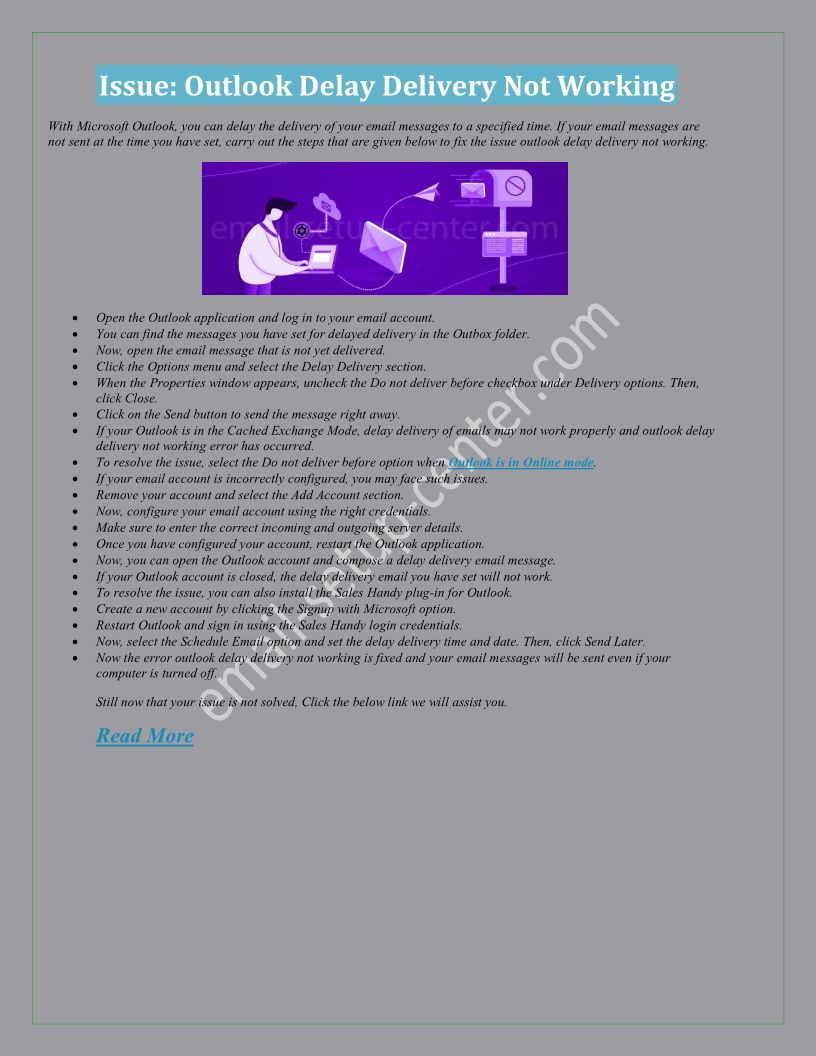 Solved Outlook Delay Delivery Not Working