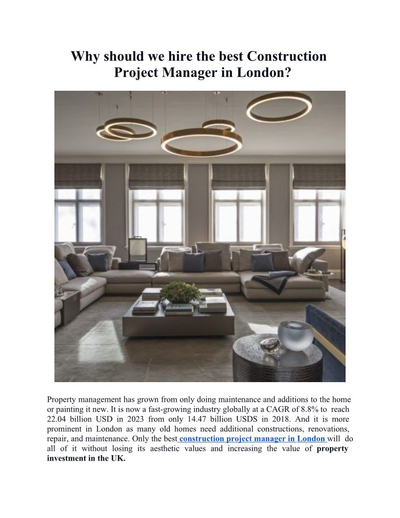 Why Should We Hire The Best Construction Project Manager In London?