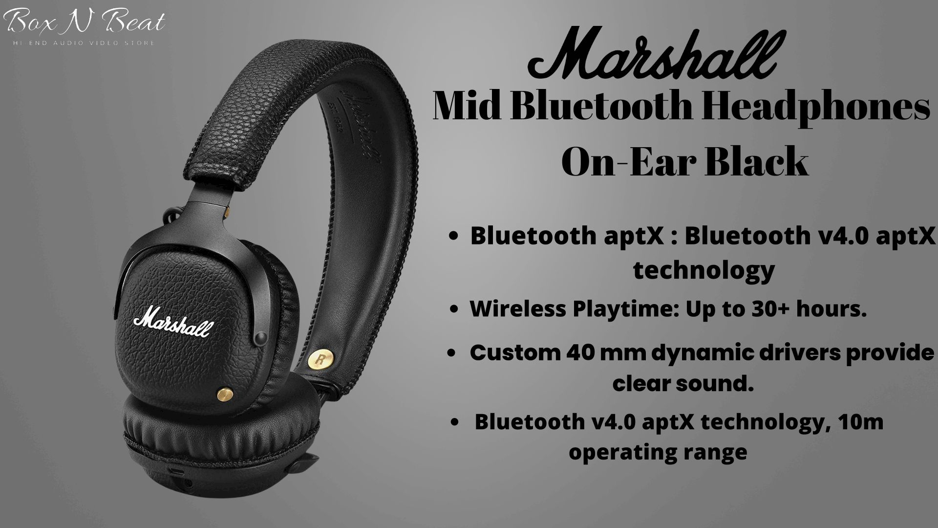 Marshall Mid Bluetooth Headphones On Ear Black