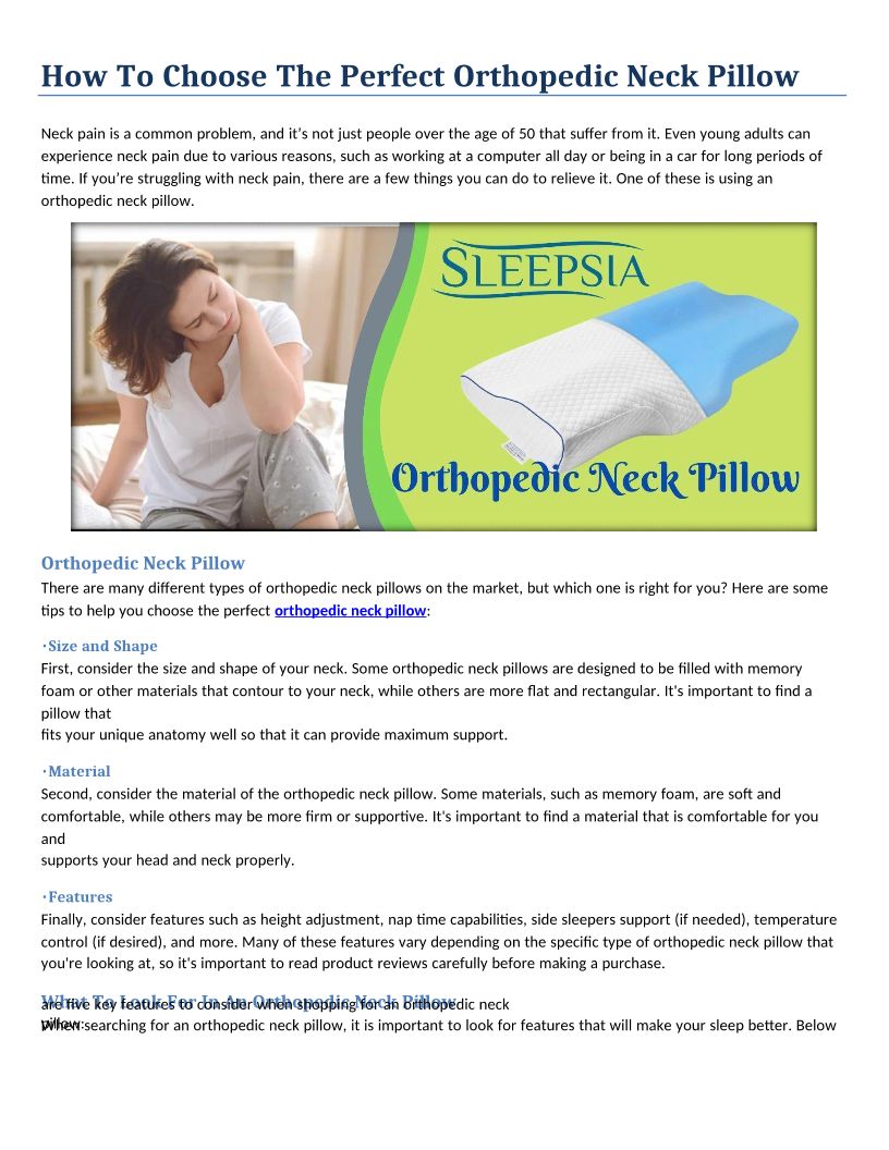 Which Orthopaedic Pillow is Your Perfect Fit? A Guide to Choose the Ri