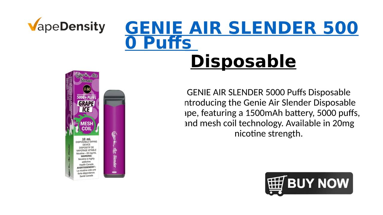 Genie Air Slender 5000 Puffs Disposable - Grape Ice