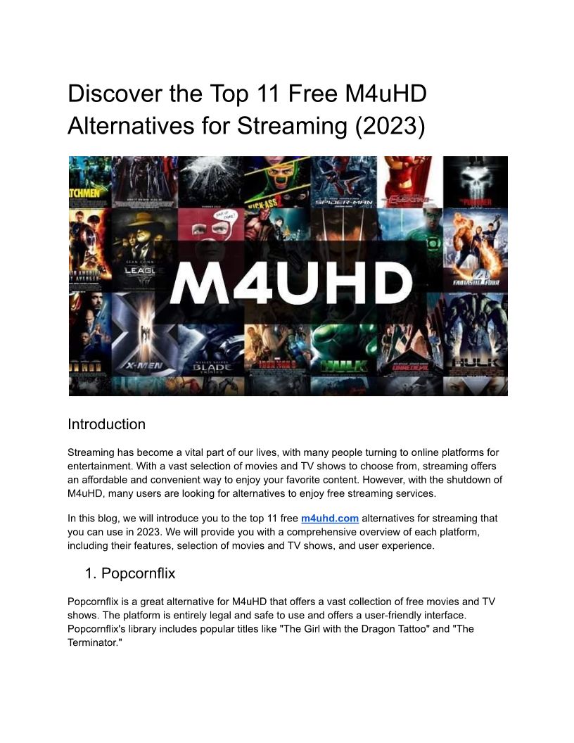 Discover The Top 11 Free M4uHD Alternatives For Streaming 2023