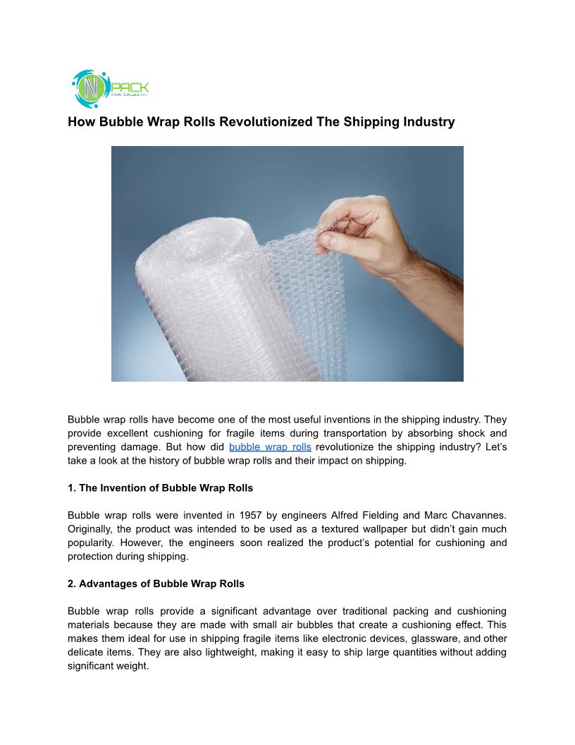 How Bubble Wrap Rolls Revolutionized The Shipping Industry