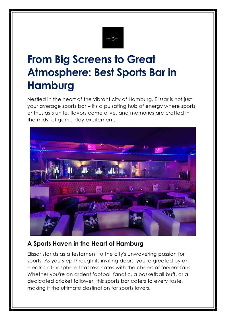 From Big Screens to Great Atmosphere - Best Sports Bar in Hamburg
