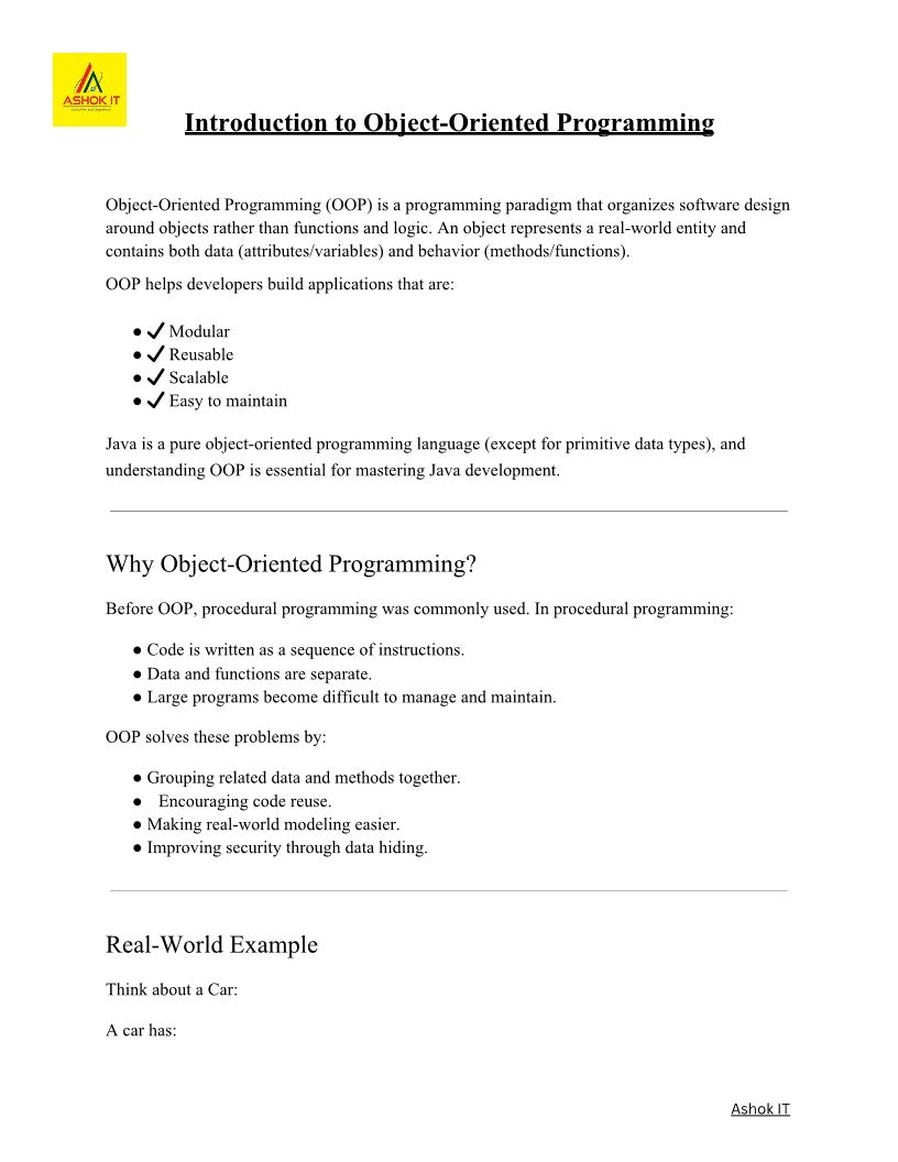Core OOP Concepts In Java – Classes, Objects, Inheritance & Polymorphism